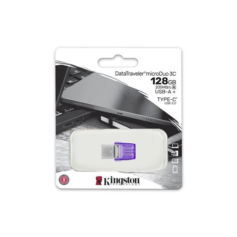 Kingston | DataTraveler | DT Micro Duo 3C | 128 GB | USB Type-C and Type-A | Purple - 3